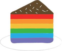 arcobaleno compleanno torta, illustrazione nel un' cartone animato stile. logo per caffè, ristoranti, caffè negozi, ristorazione. vettore