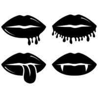 collezione di labbra femminili. icona stencil, scarabocchio. illustrazione vettoriale delle labbra della donna sexy. sorridi, bacia.