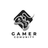 gamer logo con telecomando da gioco icona vettore