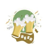 vettore illustrazione di birra con 2 bicchieri