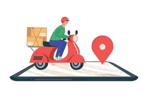 motociclo consegna nel smartphone vettore