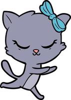 carino cartone animato gatto con arco vettore