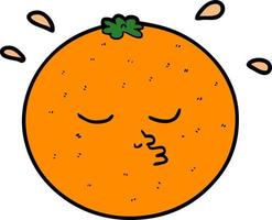 cartone animato arancia con viso vettore