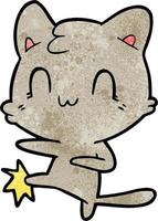 cartone animato contento gatto karatè calciando vettore