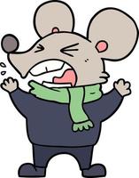 cartone animato arrabbiato topo vettore