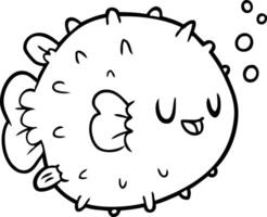 linea disegno di un' Blowfish vettore