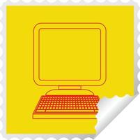 computer icona piazza peeling etichetta vettore illustrazione