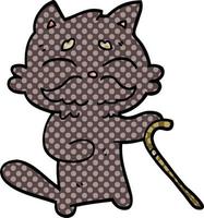 comico libro stile cartone animato vecchio gatto vettore