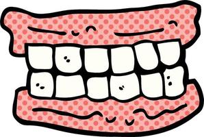 comico libro stile cartone animato falso denti vettore
