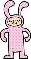 comico libro stile cartone animato uomo vestito come un' coniglietto vettore