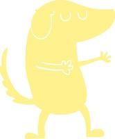 piatto colore illustrazione cartone animato contento cane vettore
