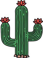 tradizionale tatuaggio di un' cactus vettore