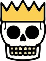 tradizionale tatuaggio di un' cranio e corona vettore