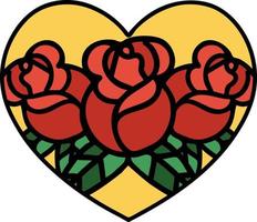 tradizionale tatuaggio di un' cuore e fiori vettore