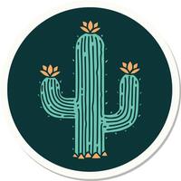 etichetta di tatuaggio nel tradizionale stile di un' cactus vettore