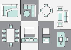 L'architettura progetta le icone della mobilia vettore