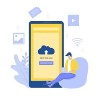 concetto di caricamento di file mobile vettore