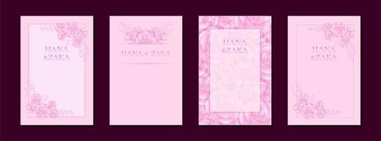 carte di invito a nozze rosa rosa con modello di cornice vettore