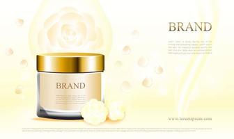 cosmetici annuncio di una crema per la cura della pelle con design rosa bianca vettore