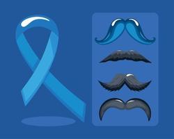 cinque Movember campagna icone vettore