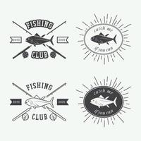 impostato di Vintage ▾ pesca etichette, logo, distintivo e design elementi. vettore illustrazione