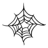 ragnatela nero lineare vettore illustrazione. Halloween schema cartello. monocromatico ragno ragnatela magro linea icona isolato su bianca sfondo.