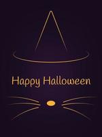 contento Halloween saluto carta con gatto e cappello vettore