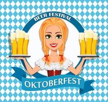 oktoberfest. ragazza che indossa un costume bavarese vettore