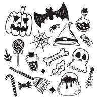 Halloween cartone animato illustrazione etichetta imballare spaventoso piatto design trucco o ossequi evento vettore