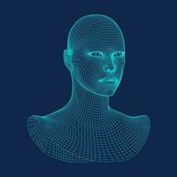 ai digitale cervello. artificiale intelligenza concetto. umano testa nel robot digitale computer interpretazione.testa concetto. vettore
