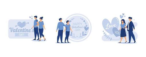 contento San Valentino giorno, febbraio 14 è il giorno di tutti amanti, grafica adatto per decorazione manifesti, impostato piatto vettore moderno illustrazione