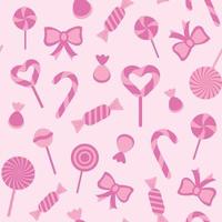 luminosa rosa senza soluzione di continuità modello con dolci, caramelle, Lecca-lecca e nastri. rosa vettore illustrazione per compleanno festa