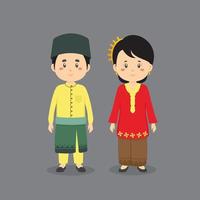indossando abiti tradizionali malesi vettore
