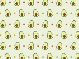 avocado senza soluzione di continuità modello su un' grigio sfondo con cuori.it può essere Usato per confezione, involucro carta, tessile, vegano, crudo prodotti confezione. struttura per eco e salutare cibo vettore