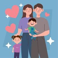 coreano famiglia con cuori vettore