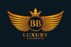 lusso reale ala lettera bb cresta oro colore logo vettore, vittoria logo, cresta logo, ala logo, vettore logo modello.