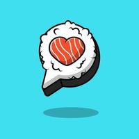 Sushi amore simbolo cartone animato vettore icone illustrazione. piatto cartone animato concetto. adatto per qualunque creativo progetto.