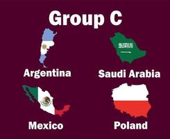 argentina Polonia Messico e Arabia arabia carta geografica bandiera gruppo c con paesi nomi simbolo design calcio finale vettore paesi calcio squadre illustrazione