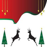 Natale carta con renna e regali.tradizionali aziendale vacanza carte con Natale albero, renne, uccelli, ornato floreale cornici, sfondo e copia spazio vettore