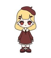 illustrazione di isolato giapponese stile kawaii carino chibi bionda ragazza vettore