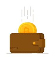 vettore illustrazione di un' bitcoin portafoglio isolato su un' bianca sfondo.
