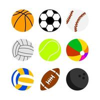 sport palla icona impostato isolato su bianca sfondo. cartone animato vettore scarabocchio esercizio gioco attrezzatura.