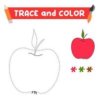 tracciare e colorazione con un mela.a puzzle gioco per figli di formazione scolastica e all'aperto attività vettore