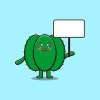 carino cartone animato cactus personaggio Tenere vuoto tavola vettore