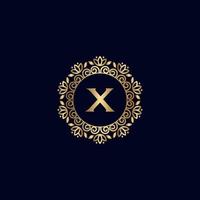 oro reale logo bellezza lusso lettera X vettore