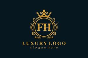 iniziale fh lettera reale lusso logo modello nel vettore arte per ristorante, regalità, boutique, bar, Hotel, araldico, gioielleria, moda e altro vettore illustrazione.