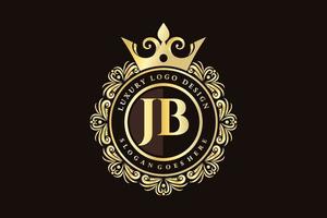 jb iniziale lettera oro calligrafico femminile floreale mano disegnato araldico monogramma antico Vintage ▾ stile lusso logo design premio vettore