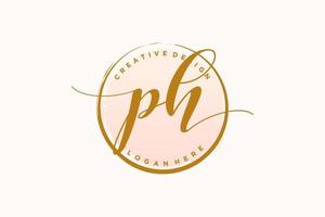 iniziale ph grafia logo con cerchio modello vettore firma, nozze, moda, floreale e botanico con creativo modello.