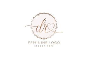 iniziale dr grafia logo con cerchio modello vettore logo di iniziale nozze, moda, floreale e botanico con creativo modello.