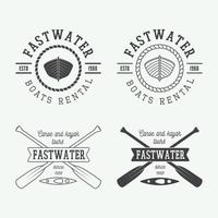 impostato di Vintage ▾ rafting logo, etichette e distintivi. vettore illustrazione